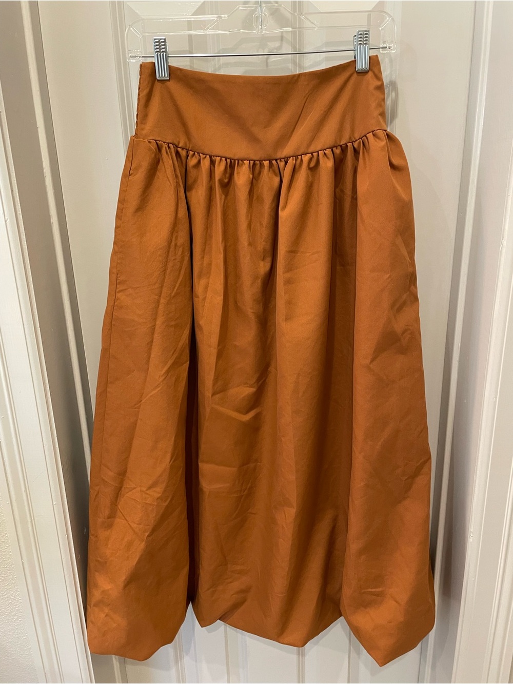 Women's Burnt Orange Midi Bubble Skirt